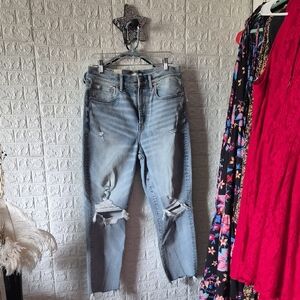 Stylish Light Blue Distressed Women mom Jeans